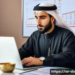 Home 21 인플레이션 시대의 현금 흐름 관리 - A professional Middle Eastern man in traditional attire (thobe and ghutra) sitting at a modern desk ...